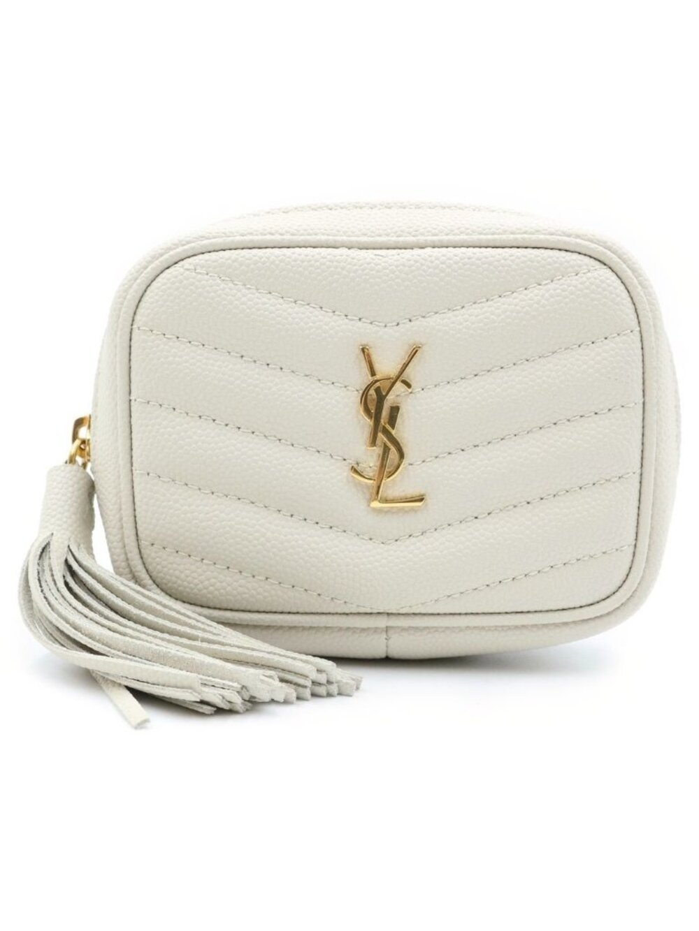 Saint Laurent Baby Lou Plate Logo Chain Shoulder Bag White